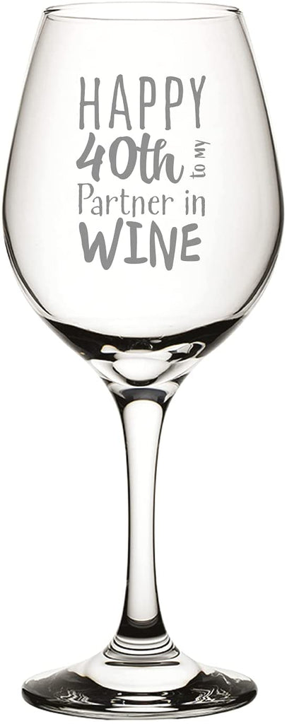 40th Birthday Engraved Wine Glass Partner in wine - YouPersonalise