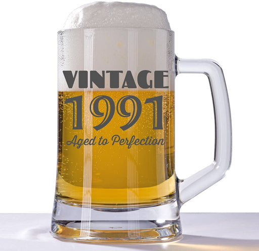 Aged to Perfection 18th Birthday Engraved Tankard Glass 30th - YouPersonalise