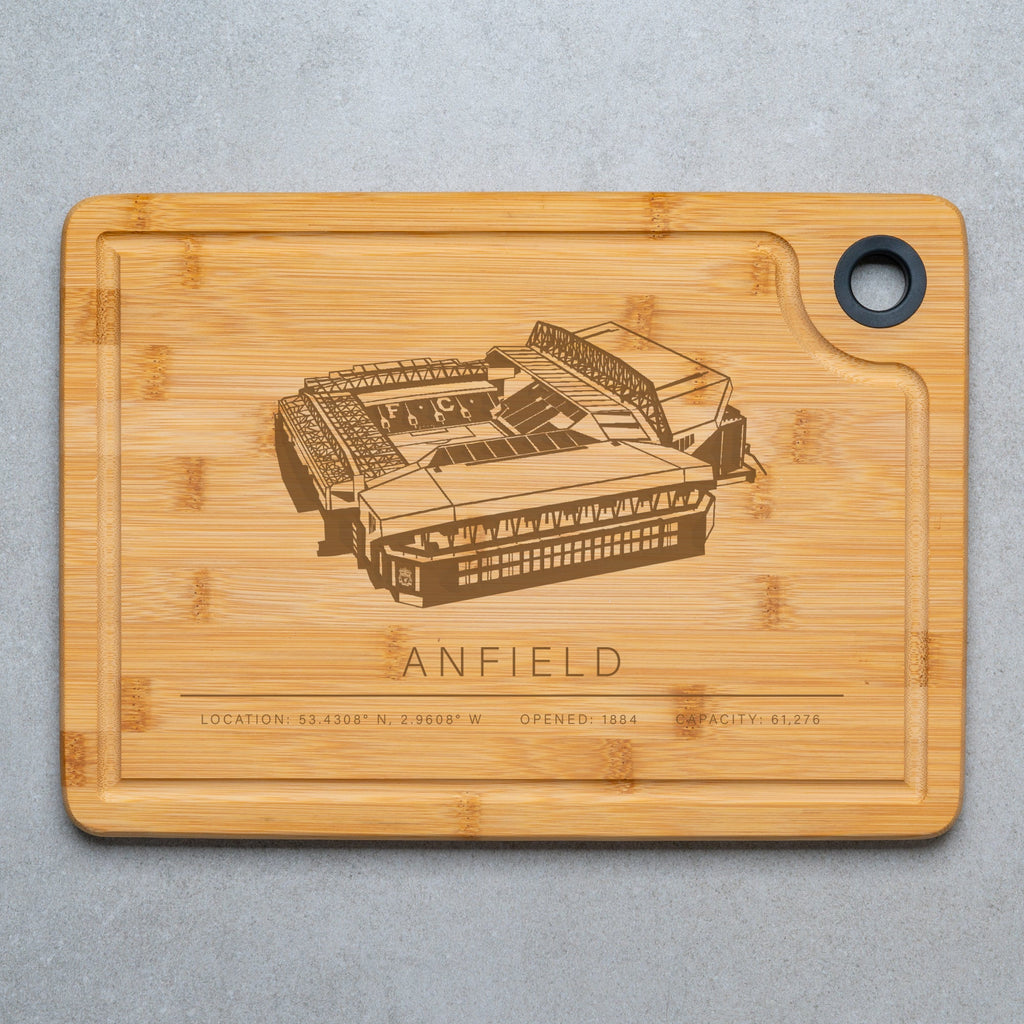 Anfield Engraved Bamboo Chopping Board – A Tribute to Liverpool's Iconic Stadium - YouPersonalise