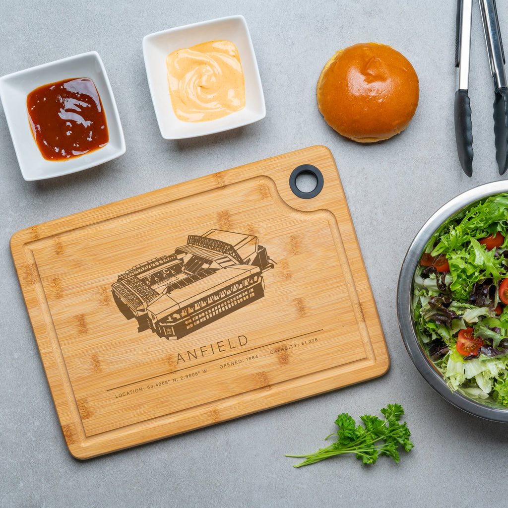 Anfield Engraved Bamboo Chopping Board – A Tribute to Liverpool's Iconic Stadium - YouPersonalise