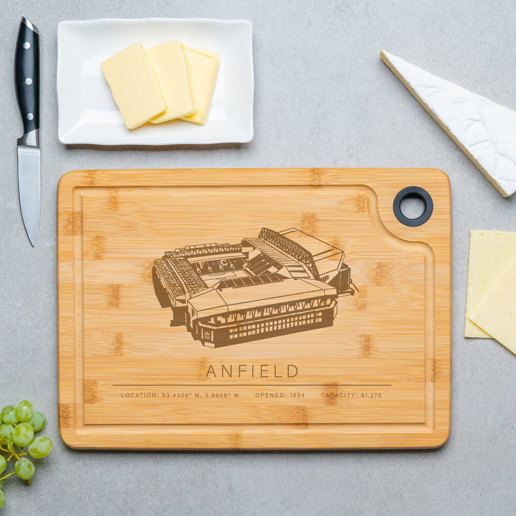 Anfield Engraved Bamboo Chopping Board – A Tribute to Liverpool's Iconic Stadium - YouPersonalise