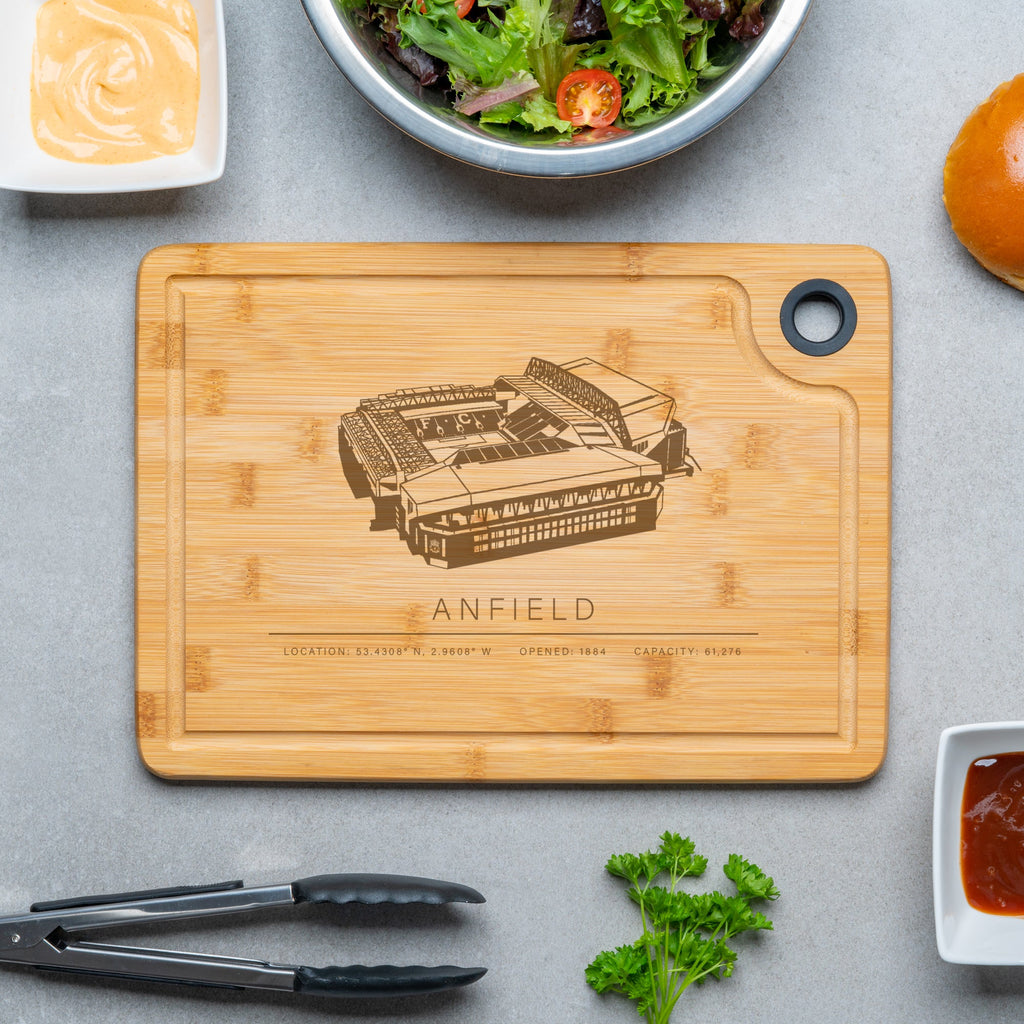 Anfield Engraved Bamboo Chopping Board – A Tribute to Liverpool's Iconic Stadium - YouPersonalise