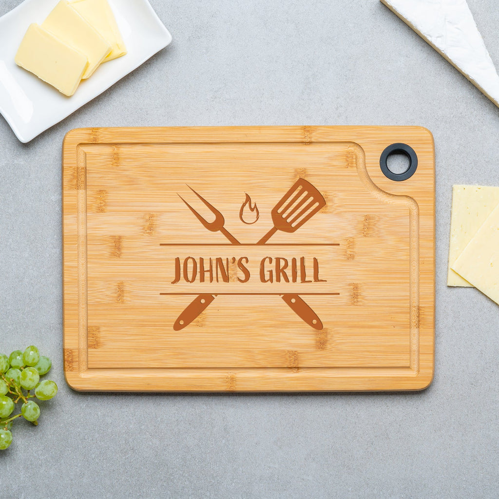 BBQ Themed Grill Name Design Personalised Engraved Bamboo Chopping Board - YouPersonalise