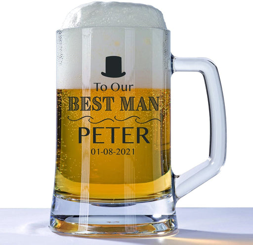 Best Man Wedding Engraved Tankard Glass Design 2 - YouPersonalise