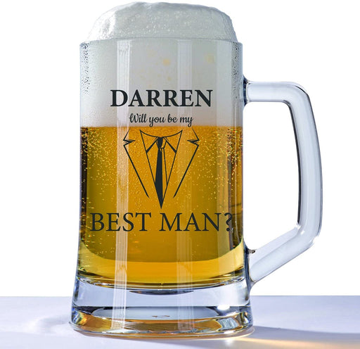 Best Man Wedding Engraved Tankard Glass Design 3 - YouPersonalise