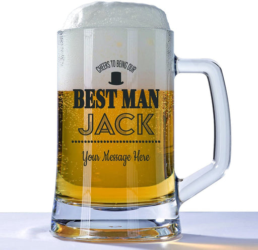 Best Man Wedding Engraved Tankard Glass Design 4 - YouPersonalise