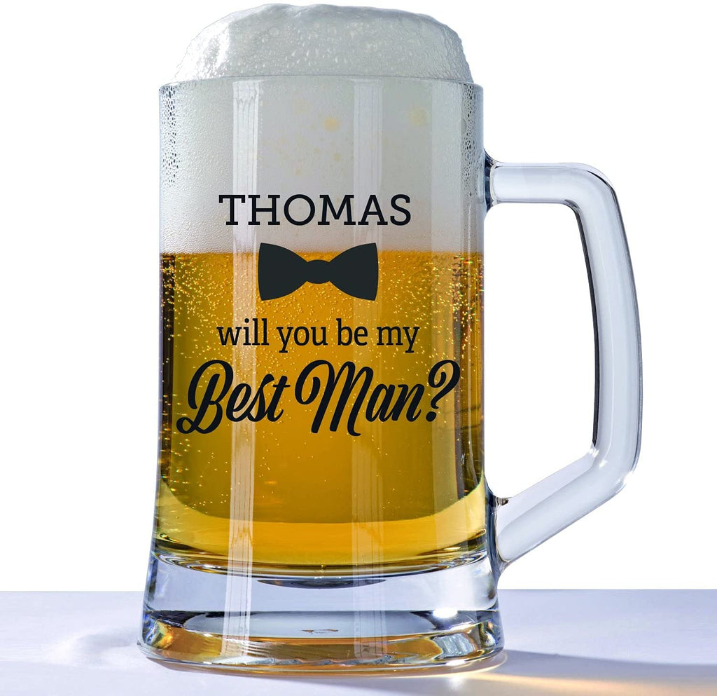 Best Man Wedding Engraved Tankard Glass Design 6 - YouPersonalise