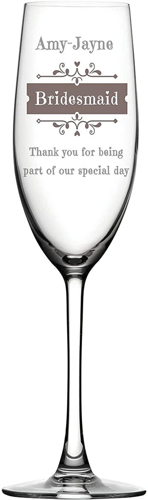 Bridesmaid Personalised Engraved Flute Glass Design 4 - YouPersonalise