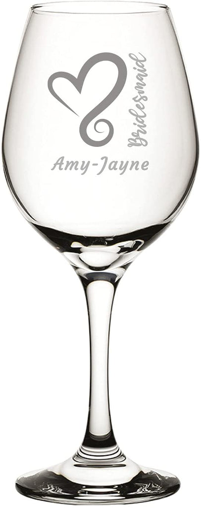 Bridesmaid Personalised Engraved Wine Glass Design 1 - YouPersonalise