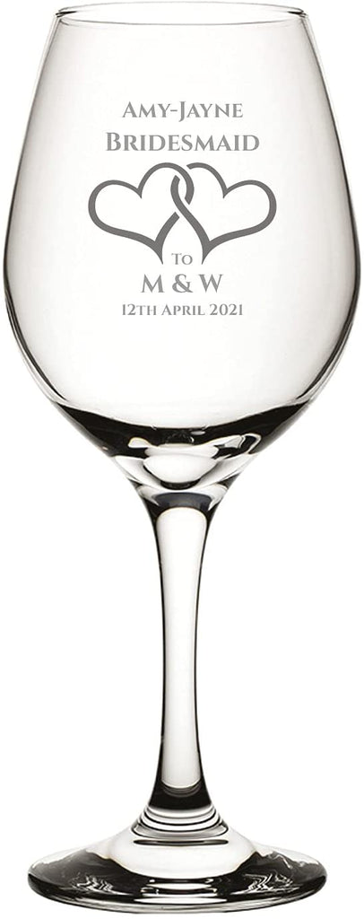 Bridesmaid Personalised Engraved Wine Glass Design 2 - YouPersonalise