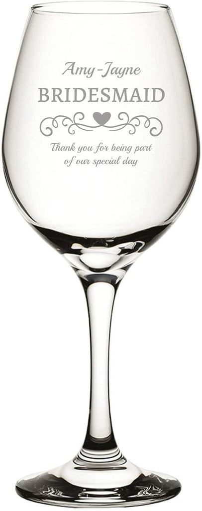 Bridesmaid Personalised Engraved Wine Glass Design 4 - YouPersonalise