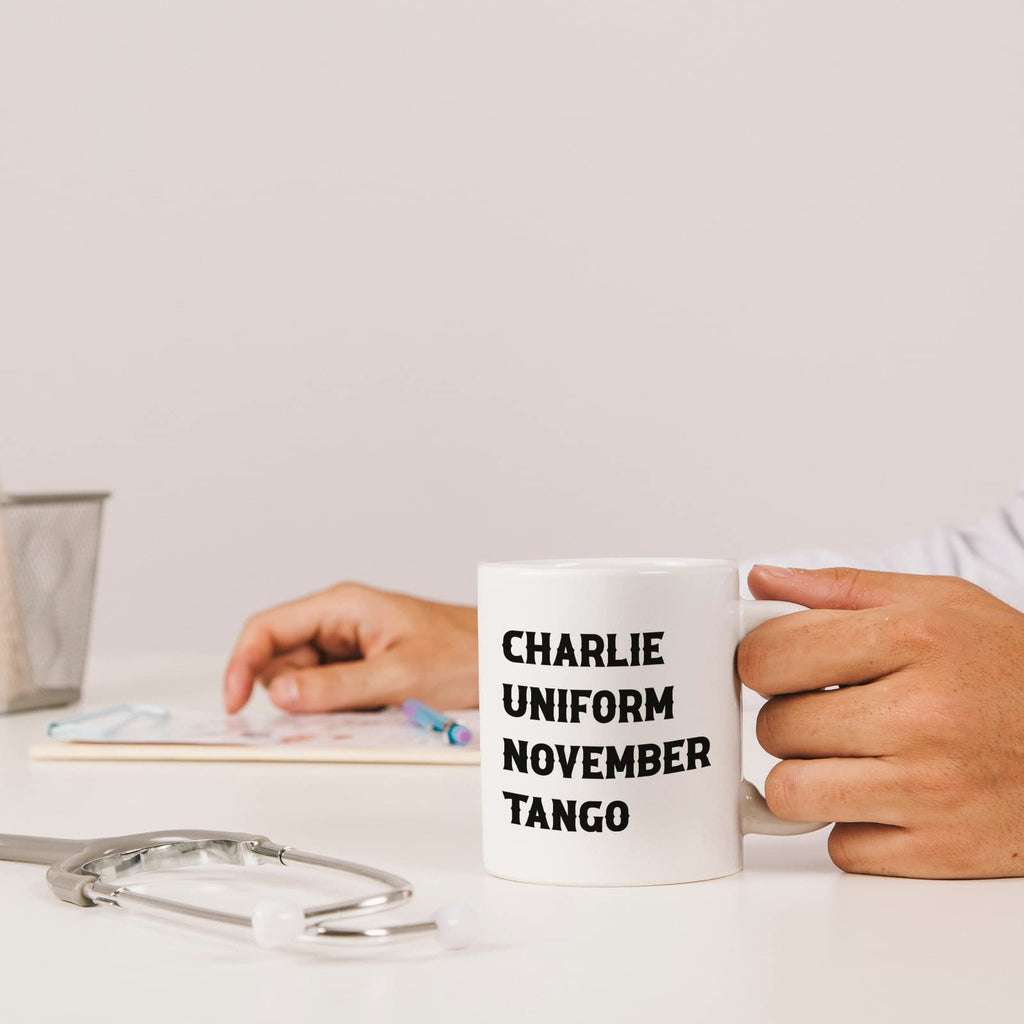 Funny Mug 11oz White Ceramic Secret Santa Mug Comedy Mug Hilarious Gift - Charlie Uniform November Tango Mug - YouPersonalise