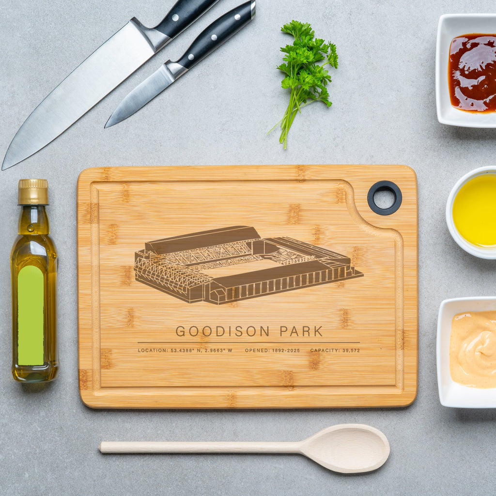 Goodison Park Engraved Bamboo Chopping Board – A Tribute to Everton's Historic Stadium - YouPersonalise