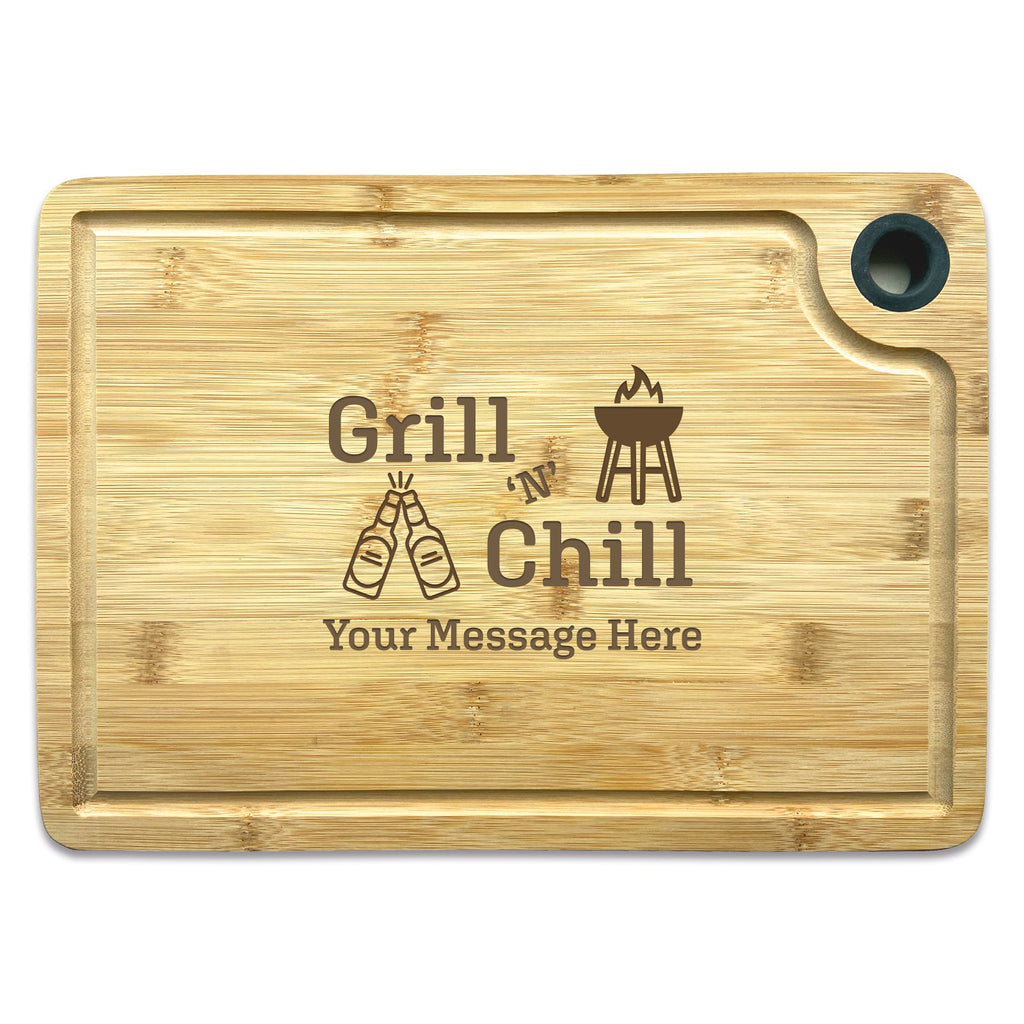 Grill N Chill BBQ Themed Personalised Engraved Chopping Board - YouPersonalise