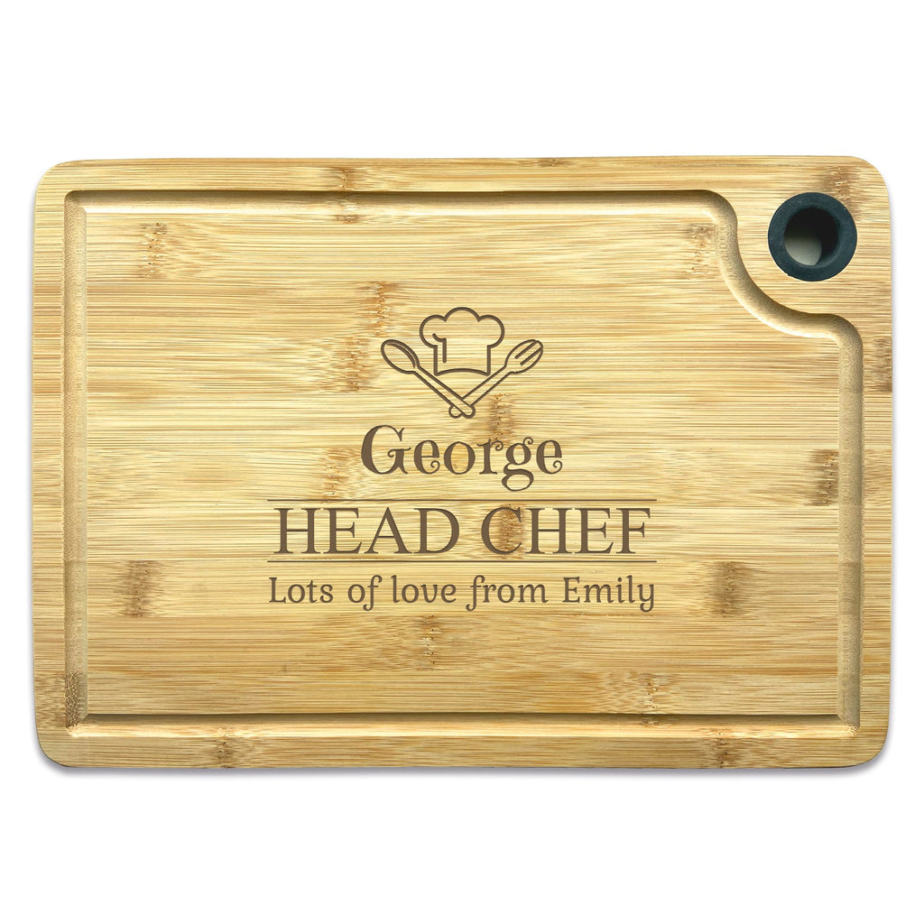 Head Chef with Chef Hat Personalised Engraved Chopping Board - YouPersonalise