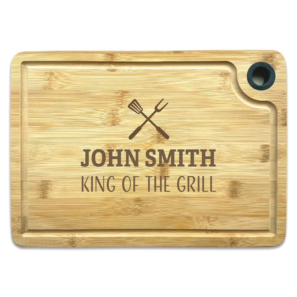 King of the Grill BBQ Themed Personalised Engraved Bamboo Chopping Board - YouPersonalise