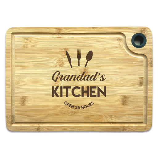 Laser Engraved Bamboo Chopping Board | Cheese Board | Cutting Board with The Wording Grandad's Kitchen Open 24 Hours - YouPersonalise