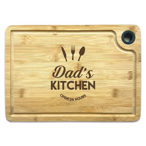 Laser Engraved Chopping Board | Cheese Board | Cutting Board with The Wording Dad's Kitchen Open 24 Hours - YouPersonalise