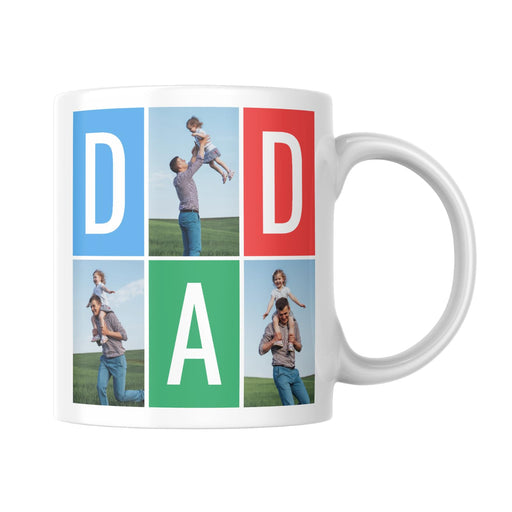 Mosaic Memories Mug: Personalised Father's Day Birthday Mug, Photo Tile Dad Mug Dual Side Print - YouPersonalise