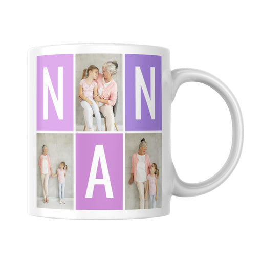 Nan/Nanny Mosaic Memories Mug: Personalised Gift for Grandma with Custom Photo Tiles Featuring 'Nan' or 'Nanny' Options - YouPersonalise