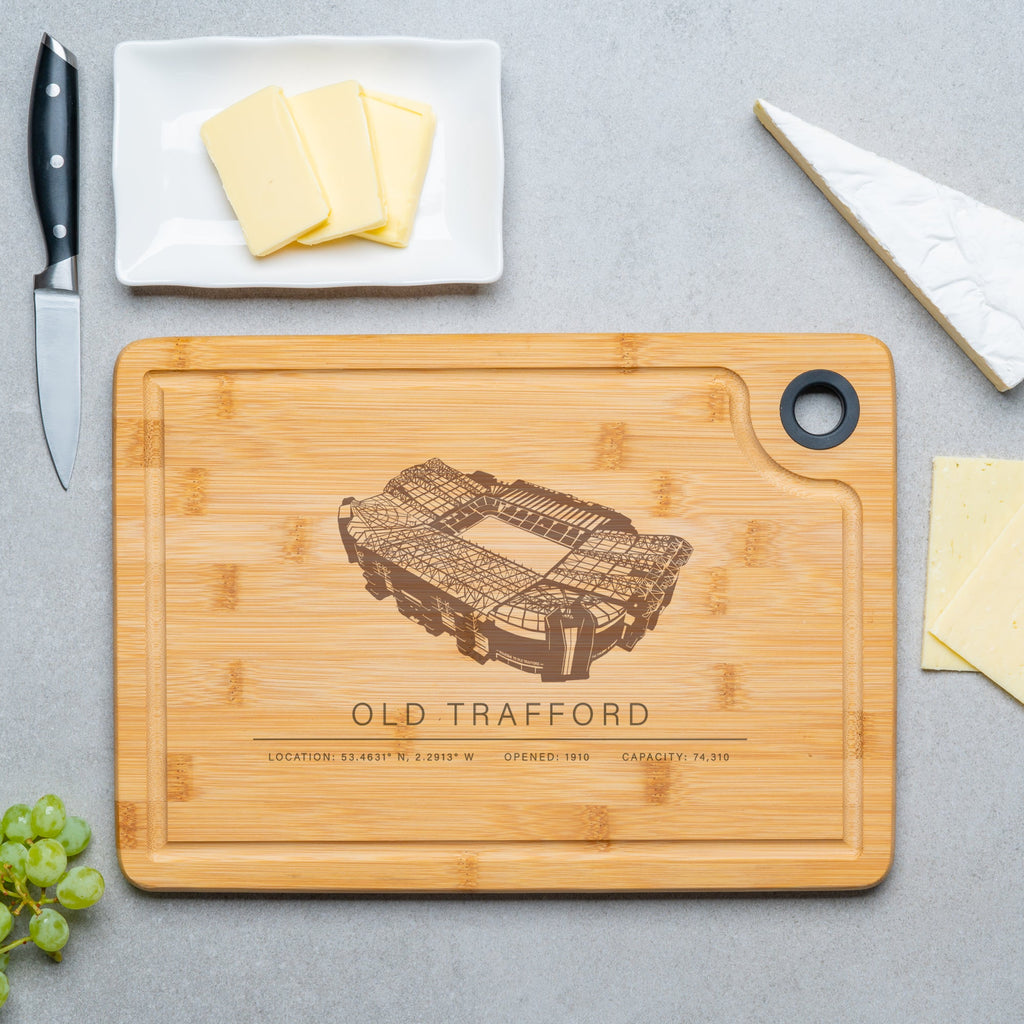 Old Trafford Stadium Engraved Bamboo Chopping Board – A Tribute to Manchester United's Historic Stadium - YouPersonalise