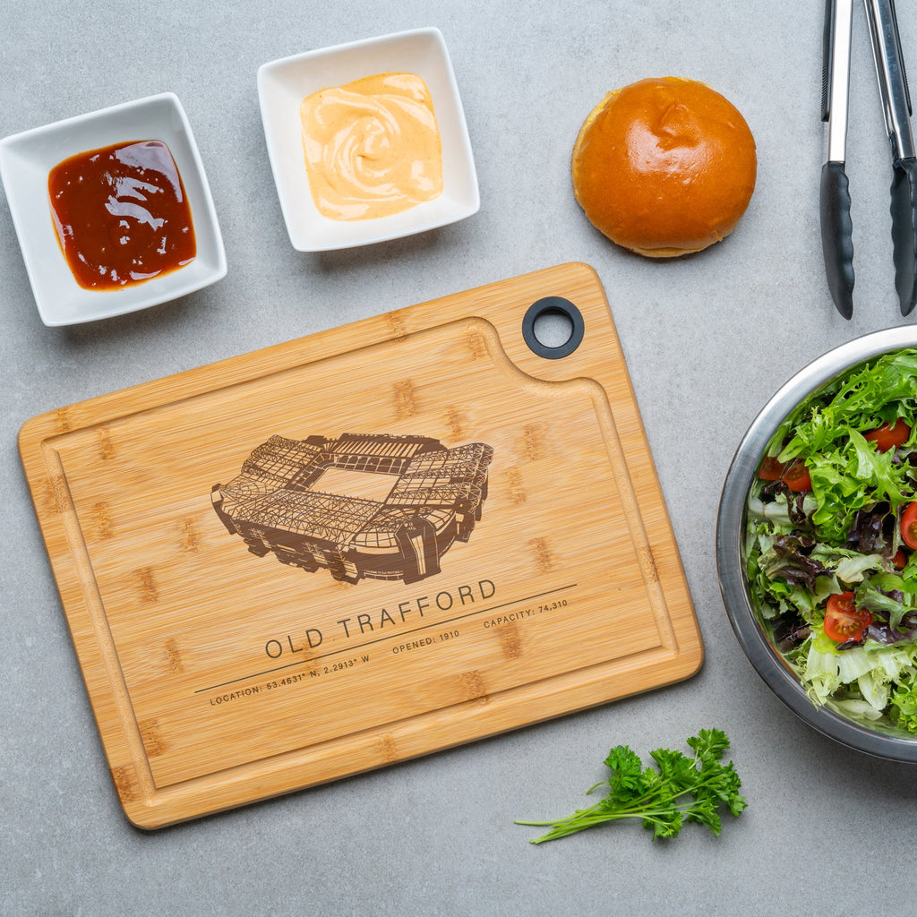 Old Trafford Stadium Engraved Bamboo Chopping Board – A Tribute to Manchester United's Historic Stadium - YouPersonalise