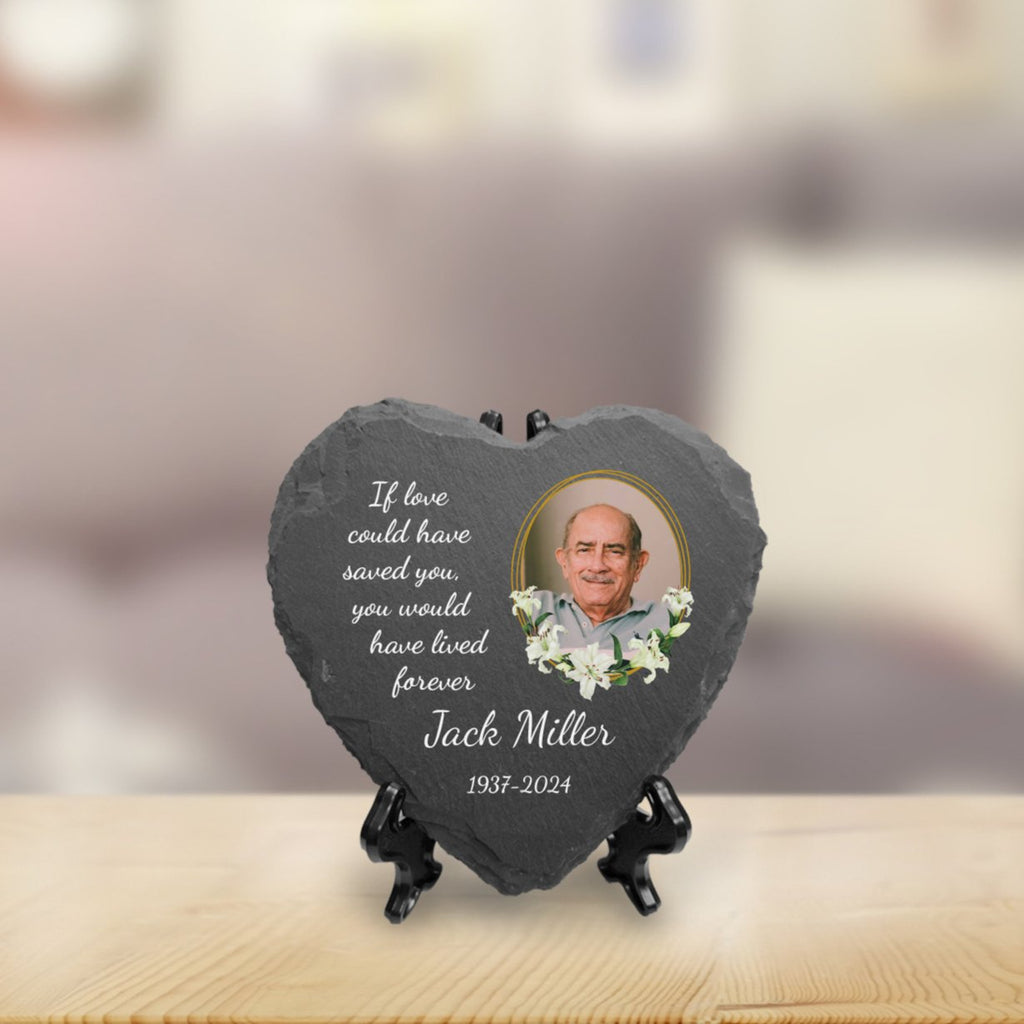 Personalised Heart Shaped Memorial Slate with Optional Display Stand - YouPersonalise