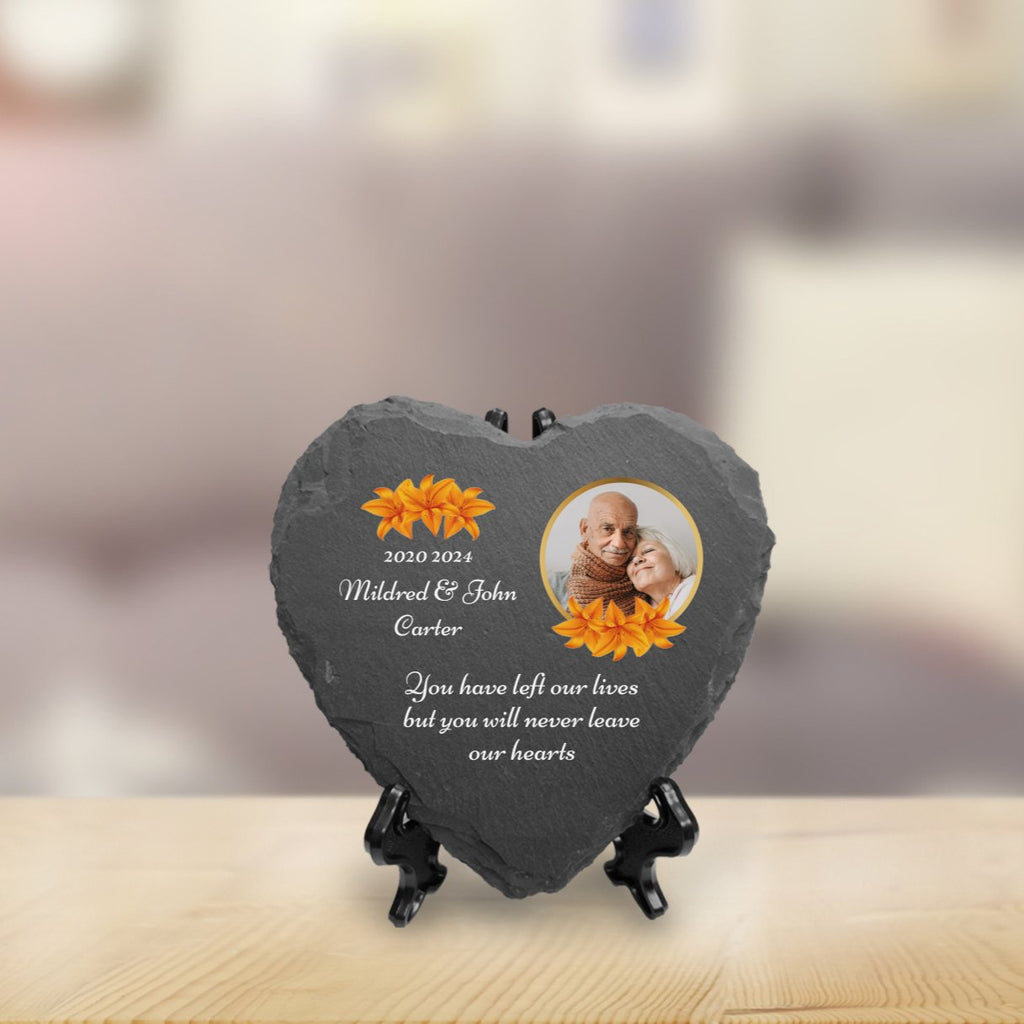 Personalised Heart Shaped Memorial Slate with Optional Display Stand - YouPersonalise