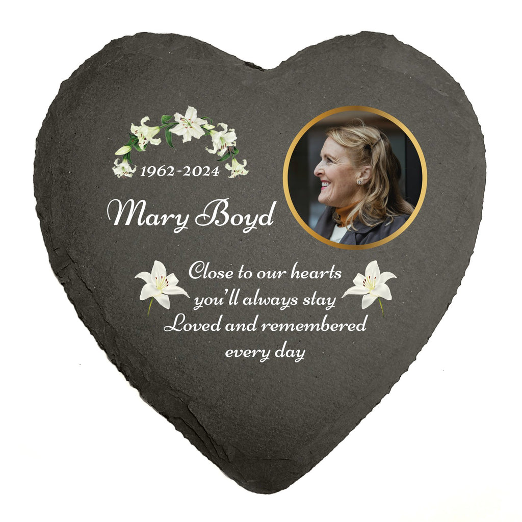 Personalised Heart Shaped Memorial Slate with Optional Display Stand - YouPersonalise