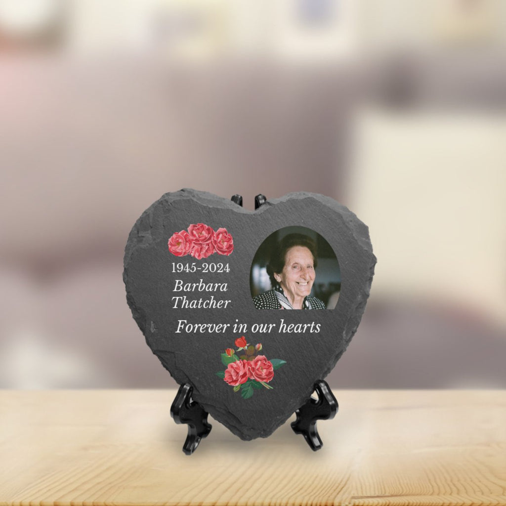 Personalised Heart Shaped Memorial Slate with Optional Display Stand - YouPersonalise