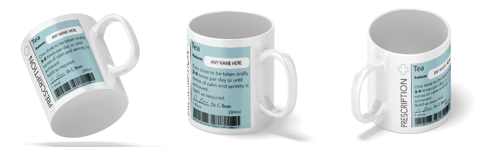 Personalised Mug Funny Prescription Tea Mug (11oz), Doctor Mug, Customisable Gift for Colleague, Funny Gift Idea, Secret Santa - YouPersonalise