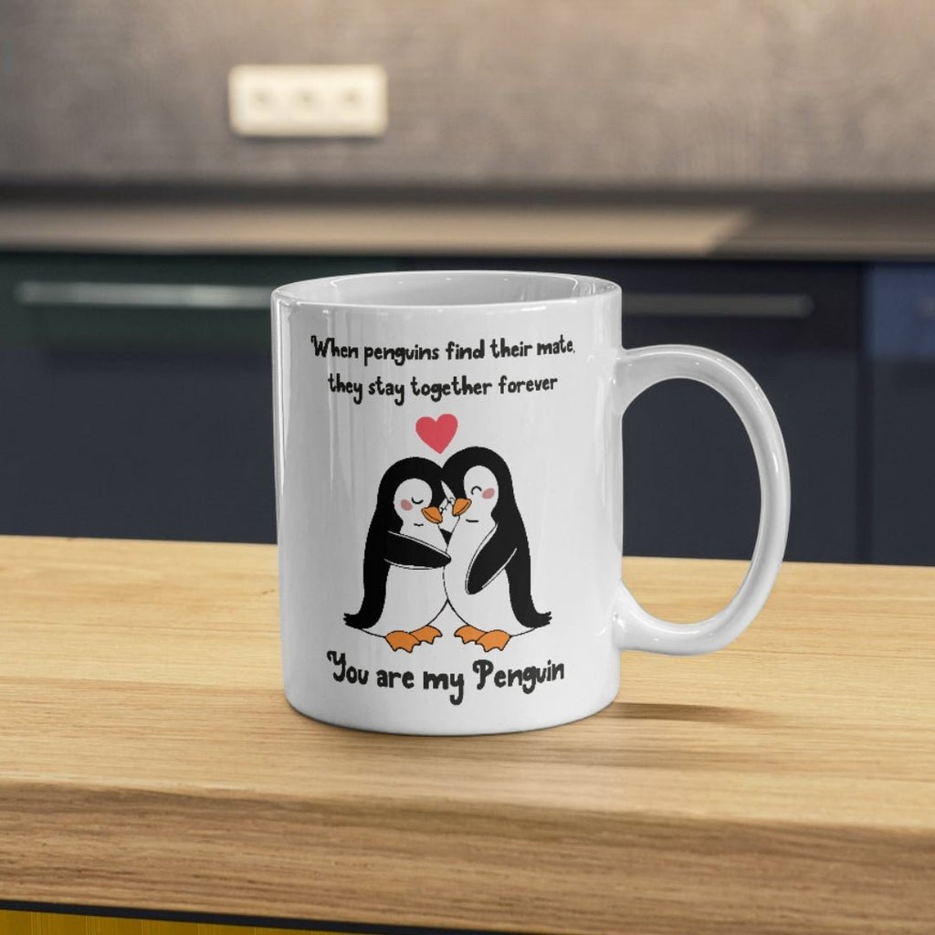 Romantic Penguin Couple Coffee Mug, White Ceramic, Love Quote Design - YouPersonalise