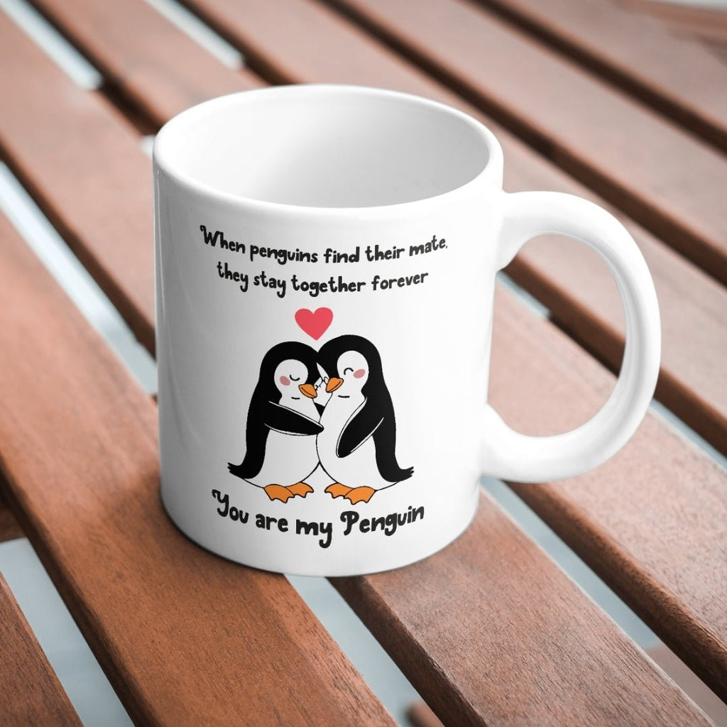 Romantic Penguin Couple Coffee Mug, White Ceramic, Love Quote Design - YouPersonalise