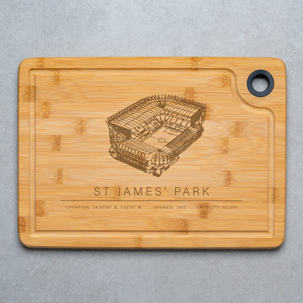 St James' Park Engraved Bamboo Chopping Board – A Tribute to Newcastle United's Historic Stadium - YouPersonalise