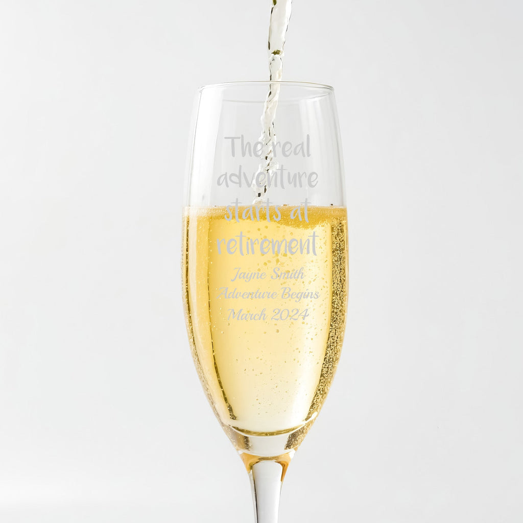 The Real Retirement Adventure Personalised Engraved Champagne Flute - YouPersonalise