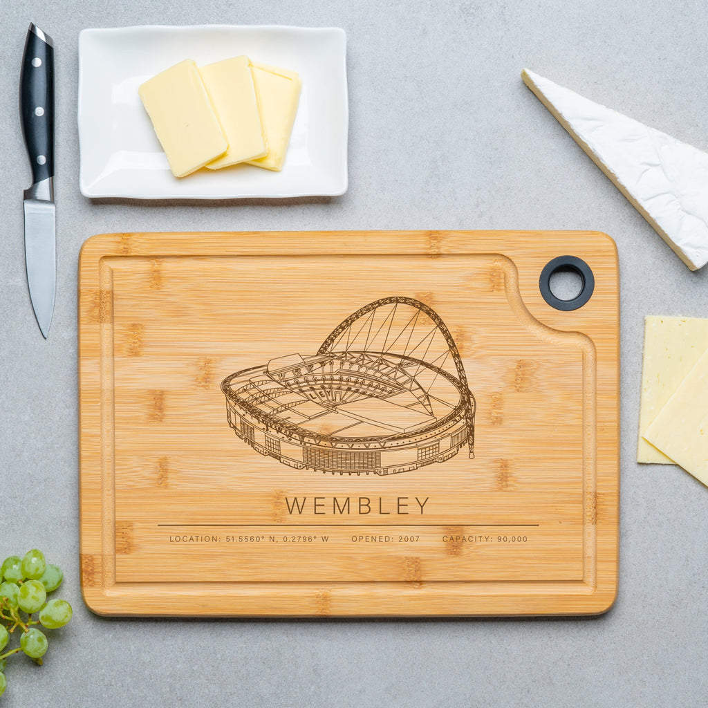 Wembley Stadium Engraved Bamboo Chopping Board – A Tribute to Football’s Iconic Venue - YouPersonalise