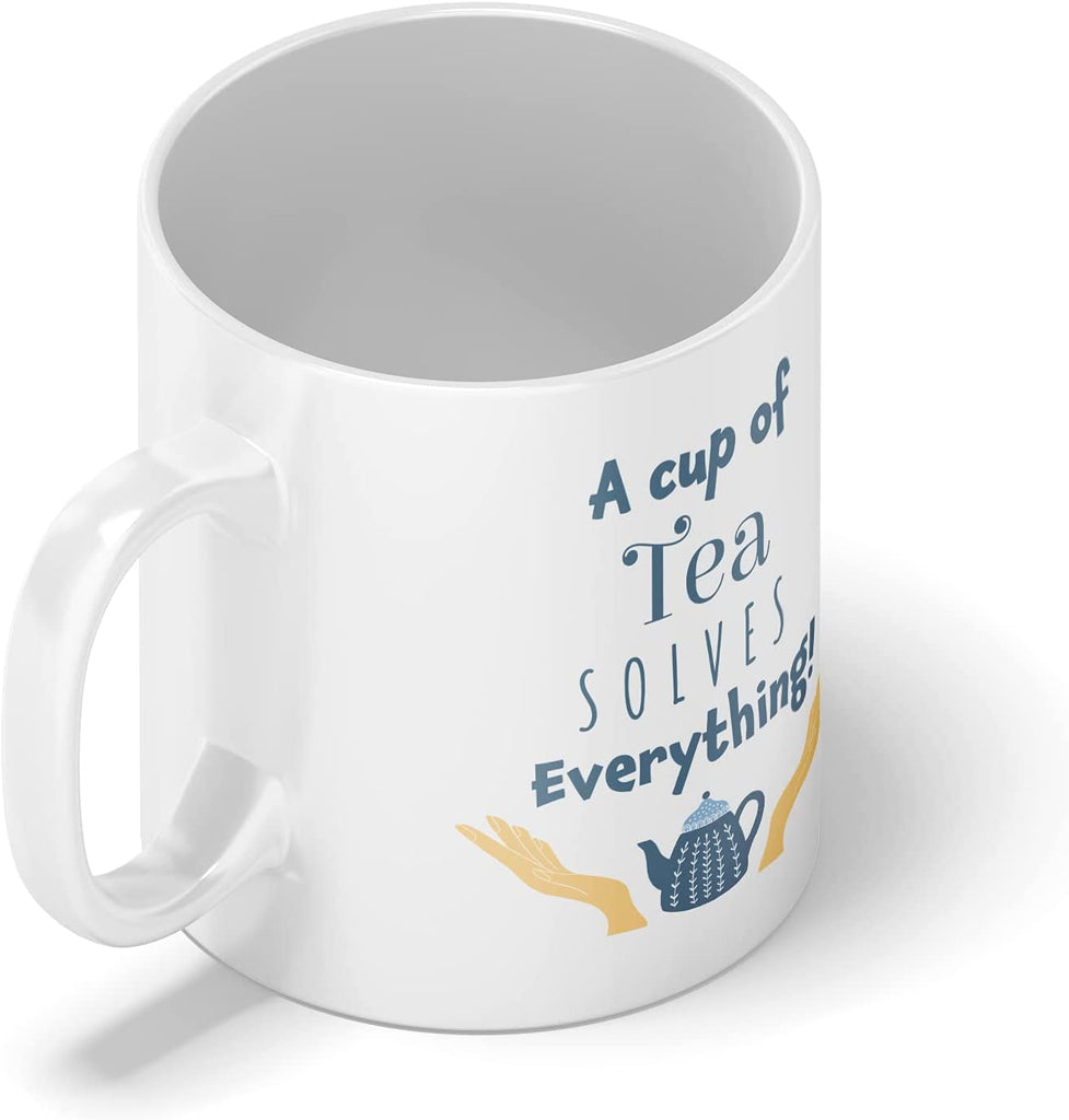 A Cup of Tea Solves Everything Mug 11oz Gift Present Birthday Work Friends Funny Novelty - YouPersonalise