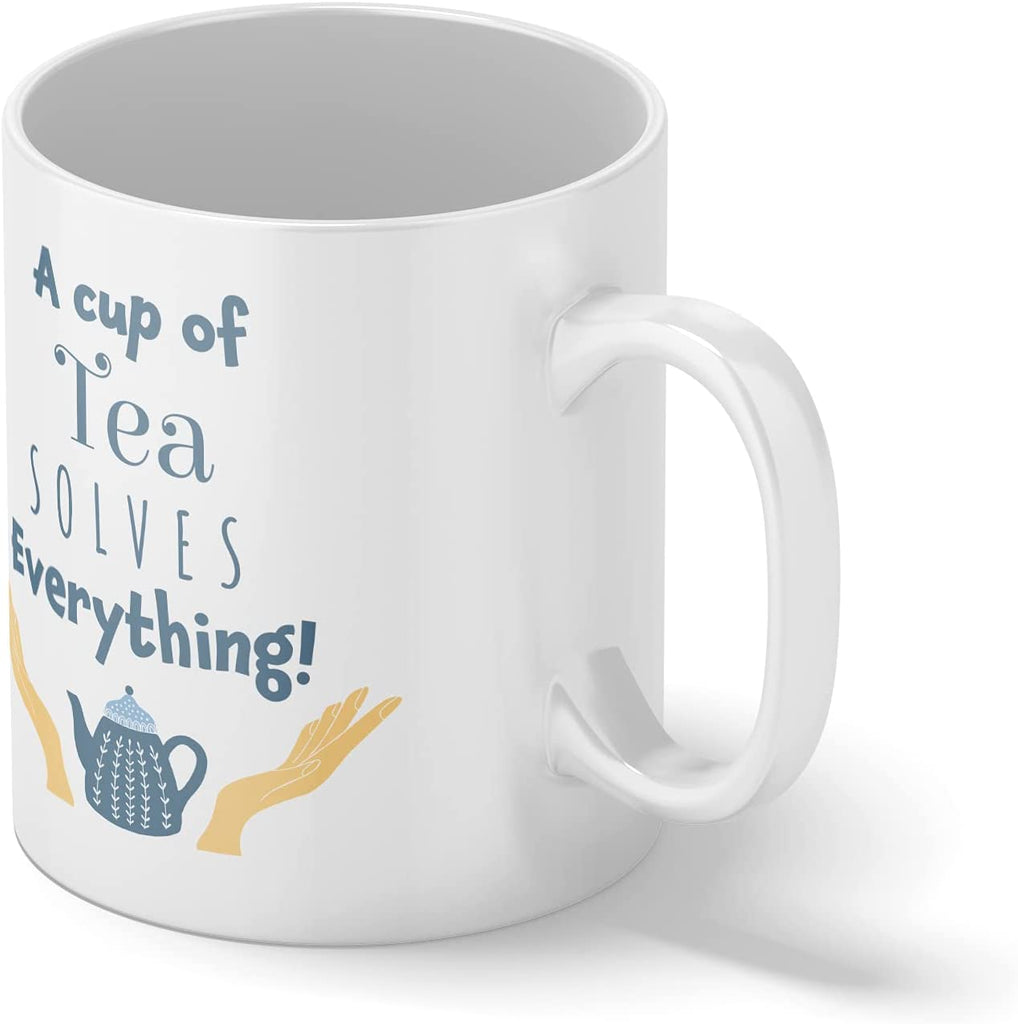 A Cup of Tea Solves Everything Mug 11oz Gift Present Birthday Work Friends Funny Novelty - YouPersonalise