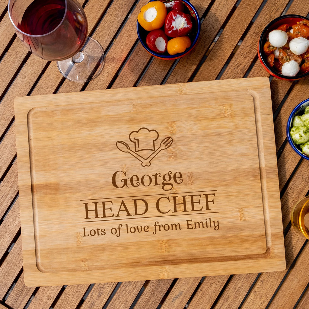 Head Chef with Chef Hat Personalised Engraved Chopping Board - YouPersonalise