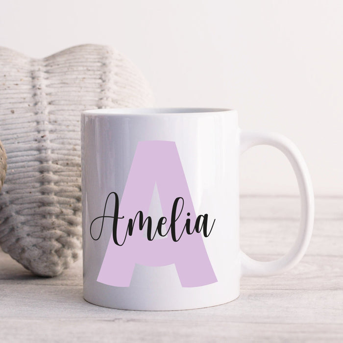 Initial and Name Mugs in a Variety of Fonts and Designs