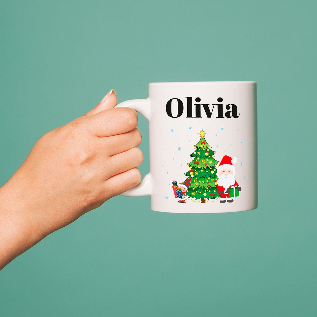 Personalised Christmas Mug Perfect Festive Gift 11oz White Ceramic Christmas Character Mug with Santa, Christmas Tree and Elf - YouPersonalise