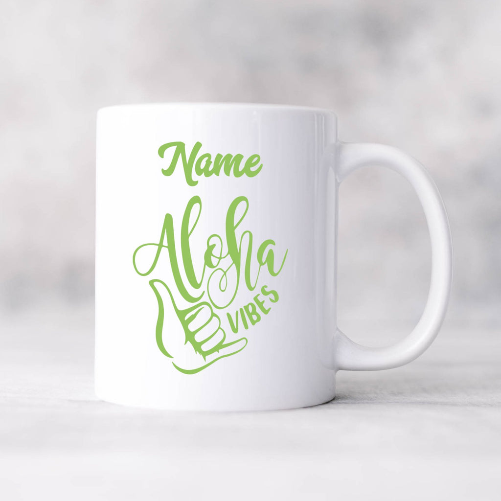 Personalised Mug Aloha Vibes - Add Your Special One's Name (11oz) - Custom Gift for Birthdays, Christmas, Special Occasions - YouPersonalise