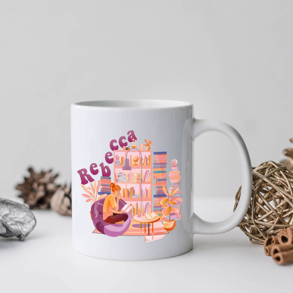 Personalised Mug Design Surrounded By Plants and Books - YouPersonalise