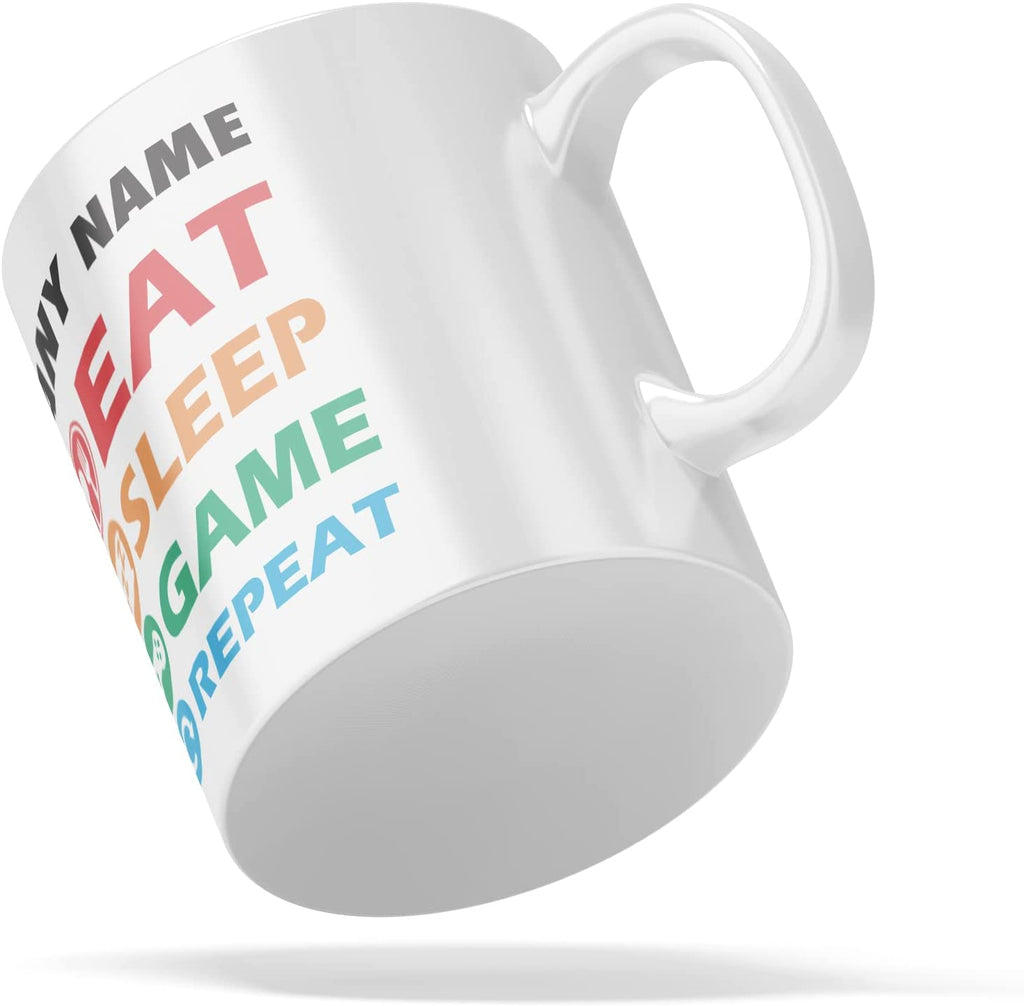 Personalised Mug Eat, Sleep, Game, Repeat - Add Your Special One's Name (11oz) - Custom Gift for Birthdays, Christmas, Special Occasions, Secret Santa - YouPersonalise