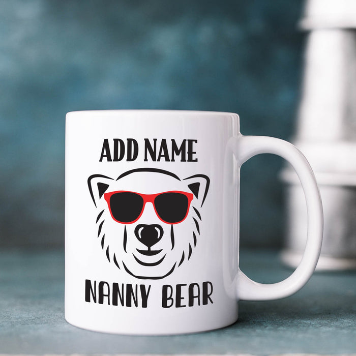 Personalised Mug Nanny Bear - Add Your Special One's Name (11oz) - Custom Gift for Birthdays, Christmas, Special Occasions - YouPersonalise
