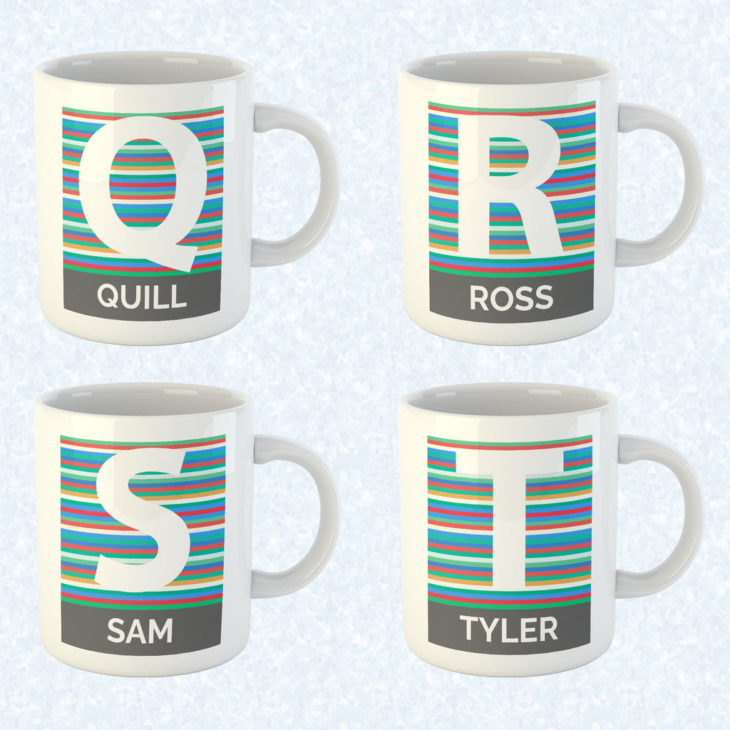 Personalised Name And Initial Mug With Stripes Theme - YouPersonalise