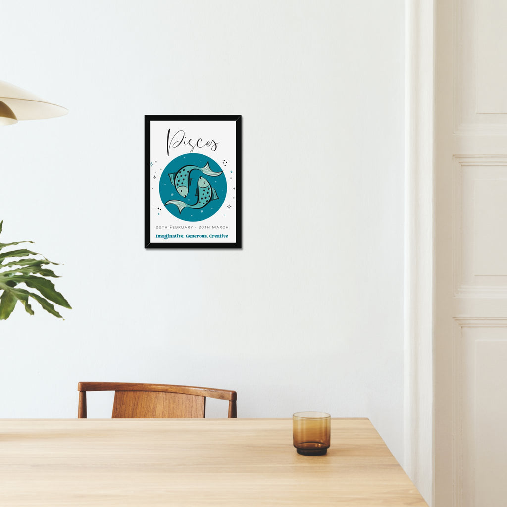 Pisces Zodiac Print in A3 or A4, With or Without Black Frame - YouPersonalise