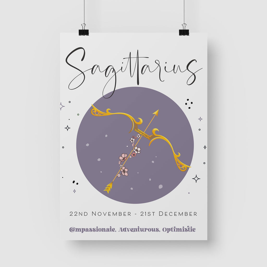 Sagittarius Zodiac Print in A3 or A4, With or Without Black Frame - YouPersonalise